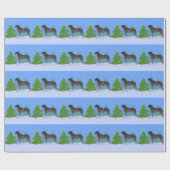 Scottish Deerhound Christmas Tree im Wald Geschenkpapier (Flach)