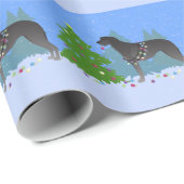 Scottish Deerhound Christmas Tree im Wald Geschenkpapier (Rolleneckpunkt)