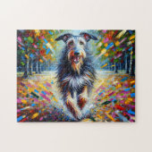 Scottish Deerhound Dog Portrait Akryllische Kunstd Puzzle (Horizontal)