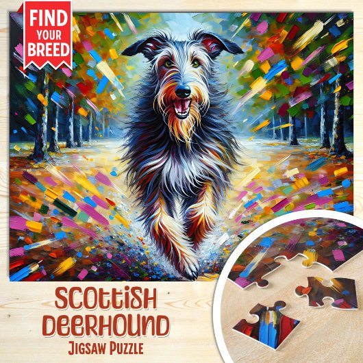 Scottish Deerhound Dog Portrait Akryllische Kunstd Puzzle