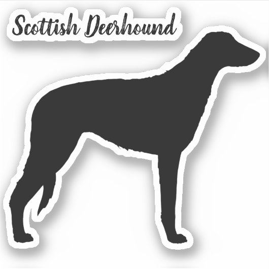 Scottish Deerhound Dog Silhouette Vinyl Sticker (Vorderseite)