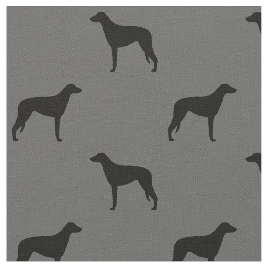 Scottish Deerhound Dog Silhouetten Gemustert Stoff (Nahaufnahme)