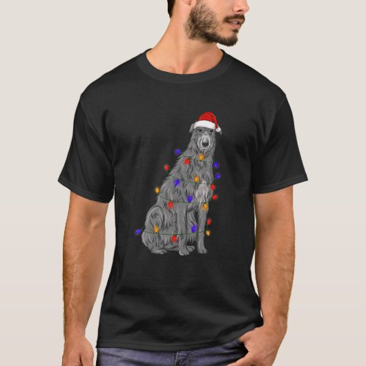 Scottish Deerhound Dog Tragend Weihnachtshut Light T-Shirt (Vorderseite)