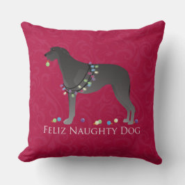 Scottish Deerhound Feliz Naughty Dog Weihnachten Kissen
