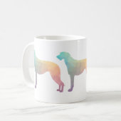Scottish Deerhound Geometric Pattern Silhouette Kaffeetasse (Vorderseite Links)