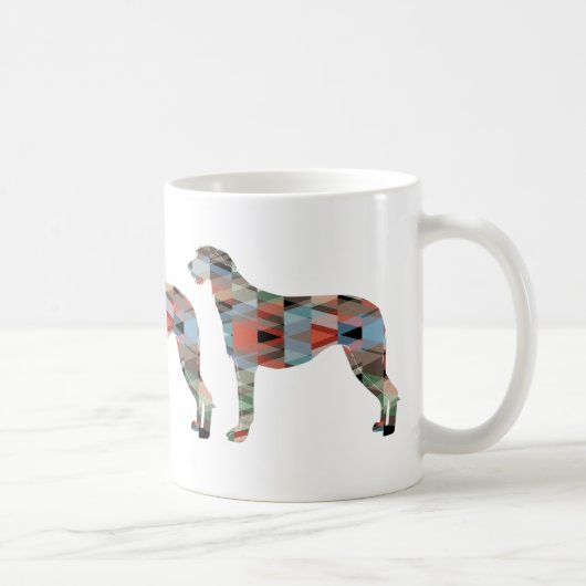 Scottish Deerhound Geometric Pattern Silhouette Kaffeetasse (Rechts)