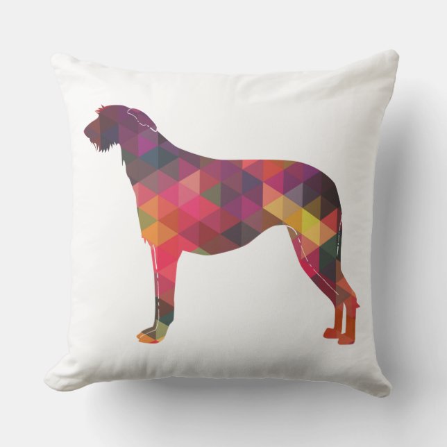 Scottish Deerhound Geometric Pattern Silhouette Kissen (Vorderseite)