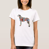 Scottish Deerhound Geometric Pattern Silhouette T-Shirt (Vorderseite)