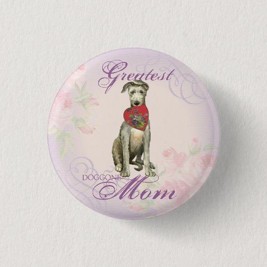 Scottish Deerhound Heart Mama Button (Vorderseite)