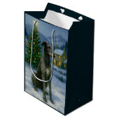 Scottish Deerhound Holiday Mittlere Geschenktüte (Vorderseite Schrägansicht)