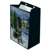 Scottish Deerhound Holiday Mittlere Geschenktüte (Rückseite Schrägansicht)