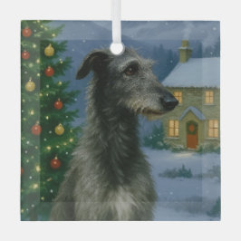Scottish Deerhound Holiday  Ornament Aus Glas