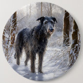 Scottish Deerhound Let It Snow Christmas Button (Vorderseite)