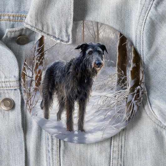 Scottish Deerhound Let It Snow Christmas Button (Beispiel)