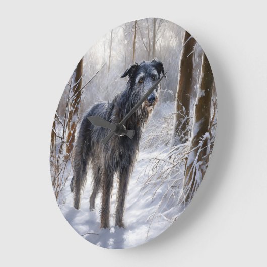 Scottish Deerhound Let It Snow Christmas Große Wanduhr (Winkel)