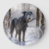 Scottish Deerhound Let It Snow Christmas Große Wanduhr (Vorderseite)