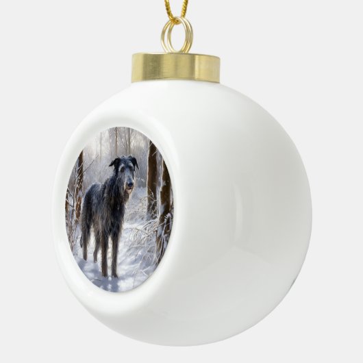 Scottish Deerhound Let It Snow Christmas Keramik Kugel-Ornament (Rechts)