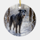 Scottish Deerhound Let It Snow Christmas Keramik Ornament (Vorne)
