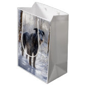 Scottish Deerhound Let It Snow Christmas Mittlere Geschenktüte (Rückseite Schrägansicht)