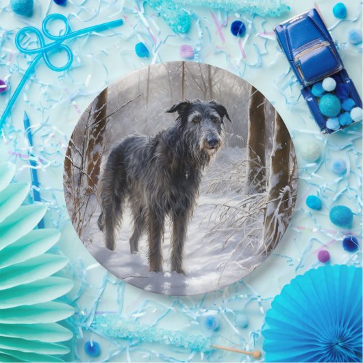 Scottish Deerhound Let It Snow Christmas Pappteller (Party)