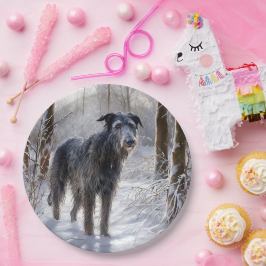 Scottish Deerhound Let It Snow Christmas Pappteller (Party)