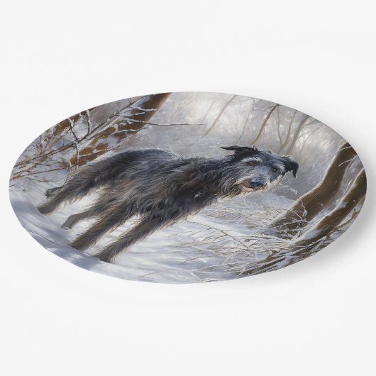 Scottish Deerhound Let It Snow Christmas Pappteller (Schrägansicht)