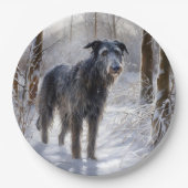 Scottish Deerhound Let It Snow Christmas Pappteller (Vorderseite)
