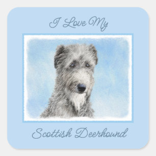 Scottish Deerhound Painting - Niedlich Original Do Quadratischer Aufkleber