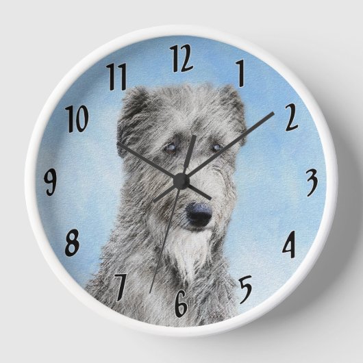 Scottish Deerhound Painting - Niedlich Original Do Uhr (Vorderseite)