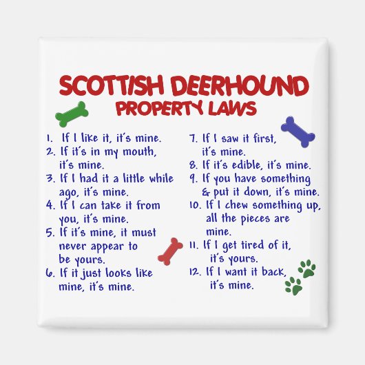 SCOTTISH DEERHOUND Property Laws 2 Magnet (Vorne)