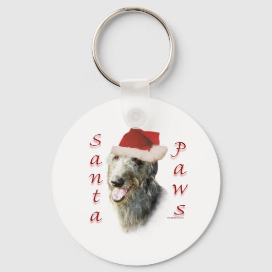 Scottish Deerhound Santa Paws Schlüsselanhänger (Vorderseite)