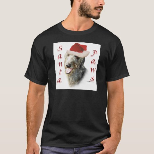 Scottish Deerhound Santa Paws T-Shirt (Vorderseite)