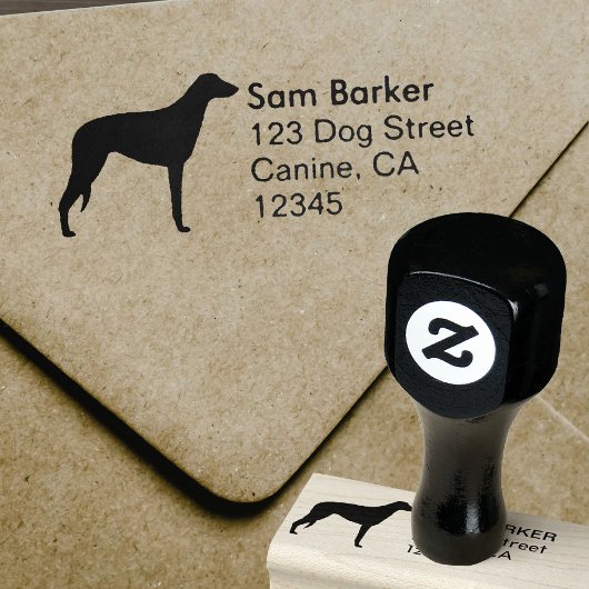 Scottish Deerhound Silhouette Rücksendeadresse Gummistempel