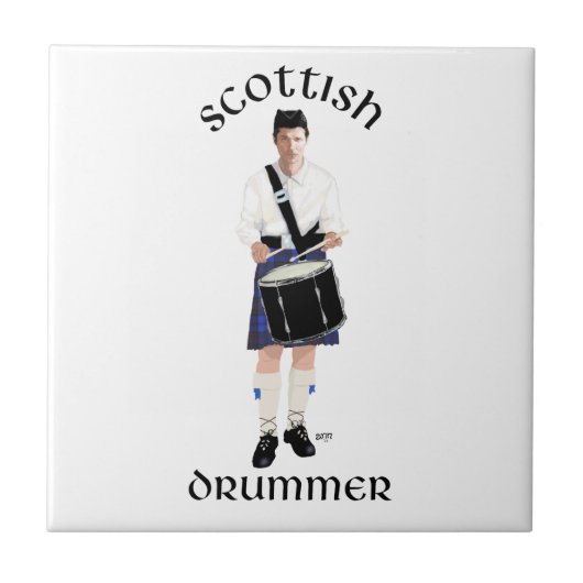 Scottish Drummer - Blue Kilt Fliese (Vorderseite)