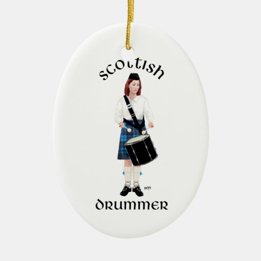Scottish Drummer - Blue Kilt Keramikornament (Vorne)