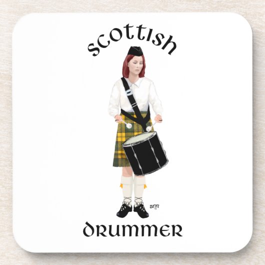 Scottish Drummer - Gelber Kilt Untersetzer (Vorderseite)