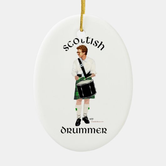 Scottish Drummer - Green Kilt Keramikornament (Vorne)