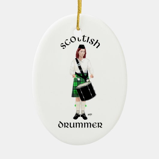 Scottish Drummer - Green Kilt Keramikornament (Vorne)