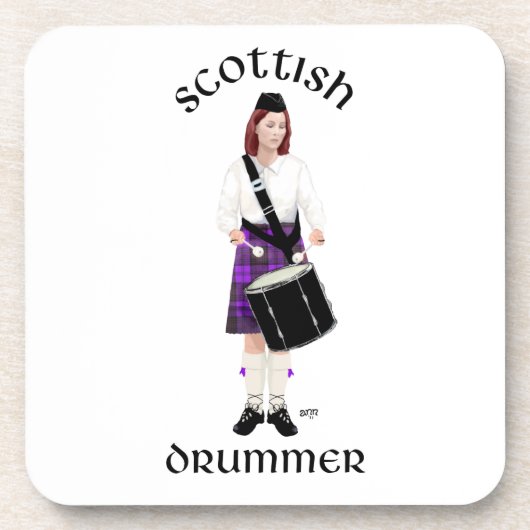 Scottish Drummer - Lila Kilt Getränkeuntersetzer (Vorderseite)
