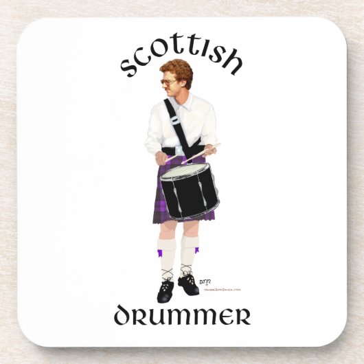 Scottish Drummer - Lila Kilt Getränkeuntersetzer (Vorderseite)