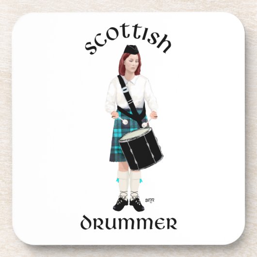 Scottish Drummer - Türkis Untersetzer (Vorderseite)