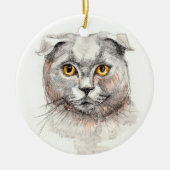Scottish-Falten-Katze Keramikornament (Vorne)