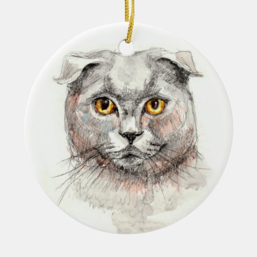 Scottish-Falten-Katze Keramikornament (Vorne)