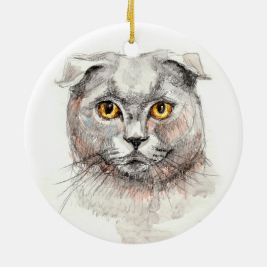 Scottish-Falten-Katze Keramikornament (Hinten)