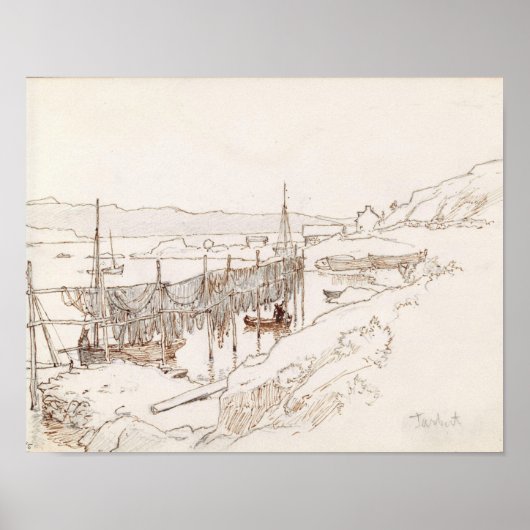 Scottish Fishing Village Abstract Art Sketch Poster (Vorne)