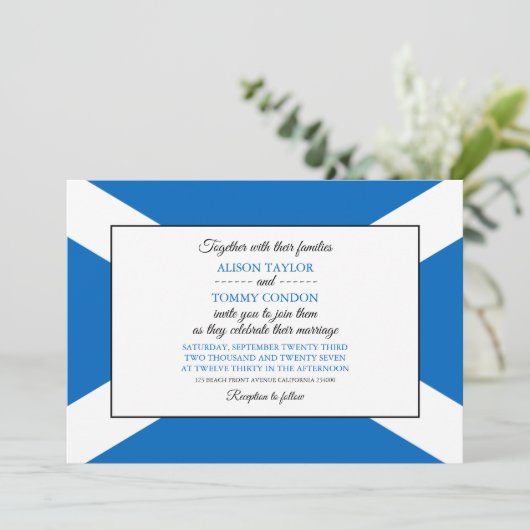 Scottish Flag, Flag of Scotland Wedding Einladung (Stehend Vorderseite)