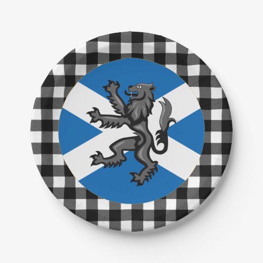 Scottish Flag Plate, Rampant, kariert, Schottland Pappteller (Vorderseite)