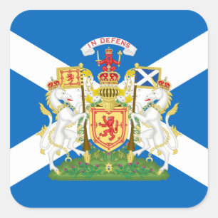 Scottish Flag & Royal Coat of Arms, Schottland Quadratischer Aufkleber