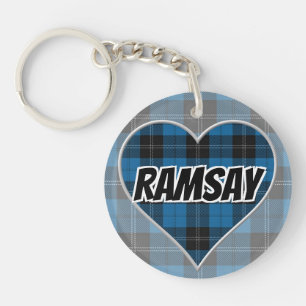 Scottish Flash Clan Ramsay Blue Tartan Heart Schlüsselanhänger