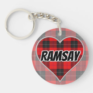 Scottish Flash Clan Ramsay Red Tartan Heart Schlüsselanhänger